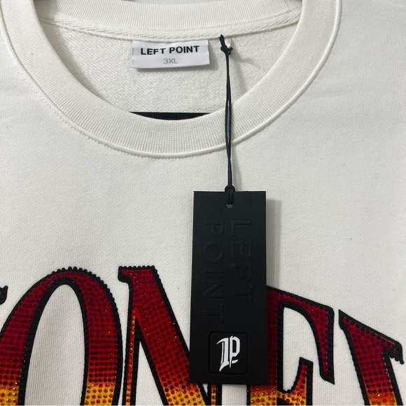 Left Point Sweatshirt Money Sneakers Graffiti Rhinestones Y2K 90s Streetwear 3XL - Picture 11 of 16